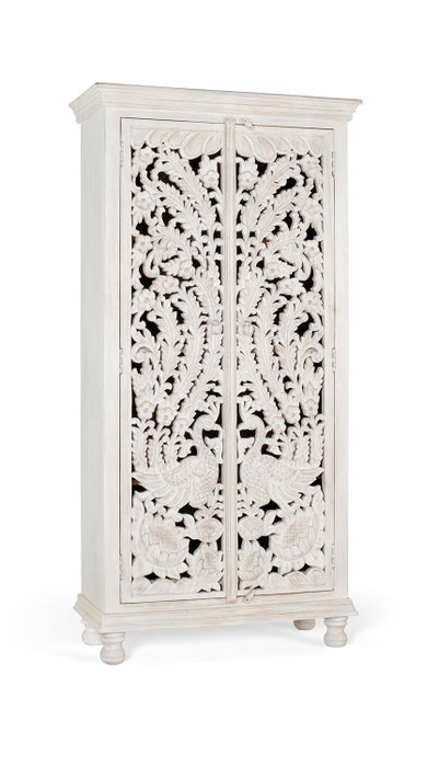 GINER Y COLOMER Armoire en bois de manguier blanc vieilli